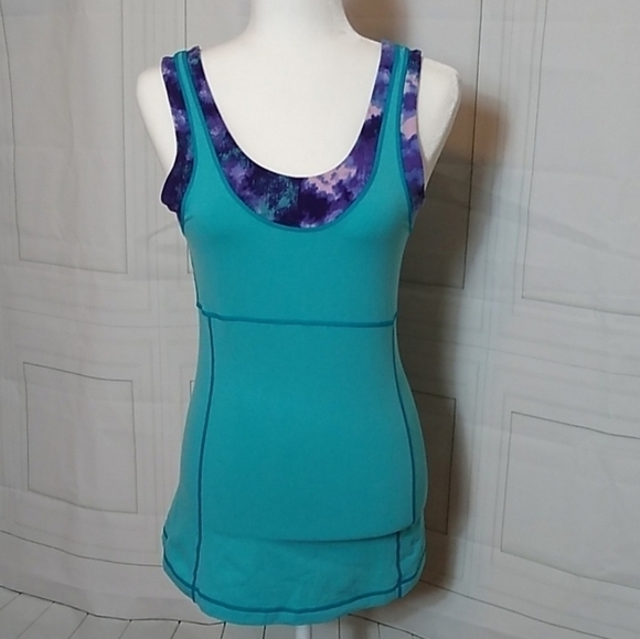 Lucy Womens SZ Small Purple & Teal Workout Athletic Fitted Tank Top Yoga Running - Picture 8 of 8